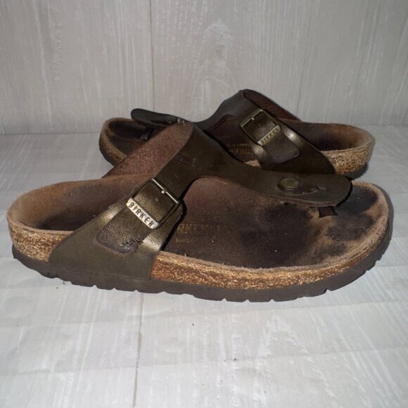 Birkenstock Gizeh Women’s Sandals Brown Leather Cork Footbed Thong Slip On - Picture 1 of 7